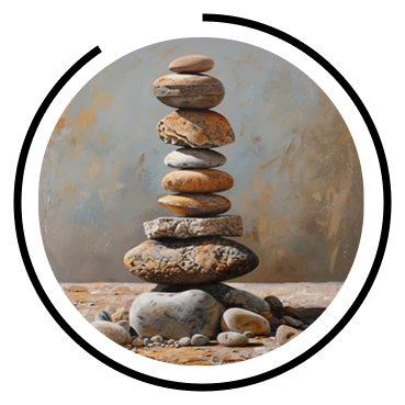 Badge icon of a tower of stones brown